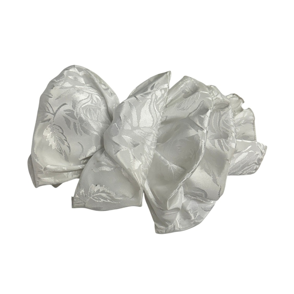 Vintage Coquette White Floral Jacquard Oversized Bow Hair Clip OS White Bridal